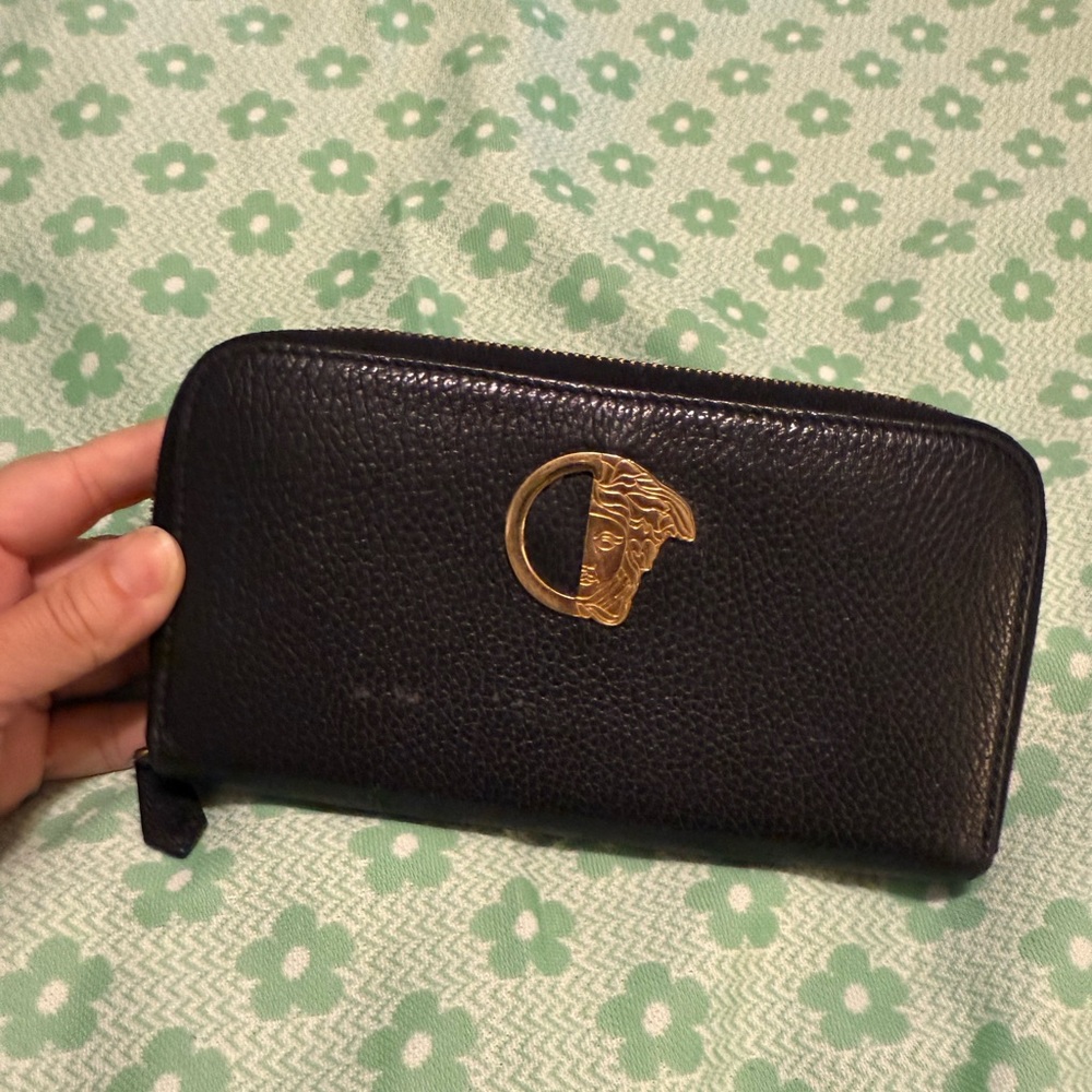 Versace collection black leather wallet